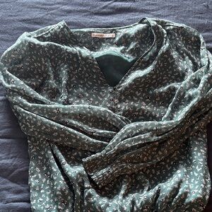 Abercrombie & Fitch green Floral Blouse/ thong body suit